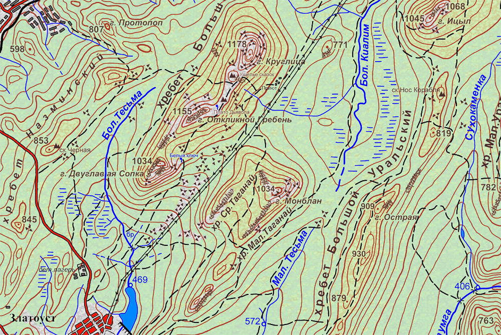Карта национального парка Таганай
